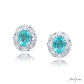 Oval Paraiba & Diamond Halo Earrings