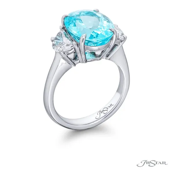 Oval Paraiba Tourmaline Three Stone Ring