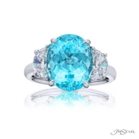 Oval Paraiba Tourmaline Three Stone Ring