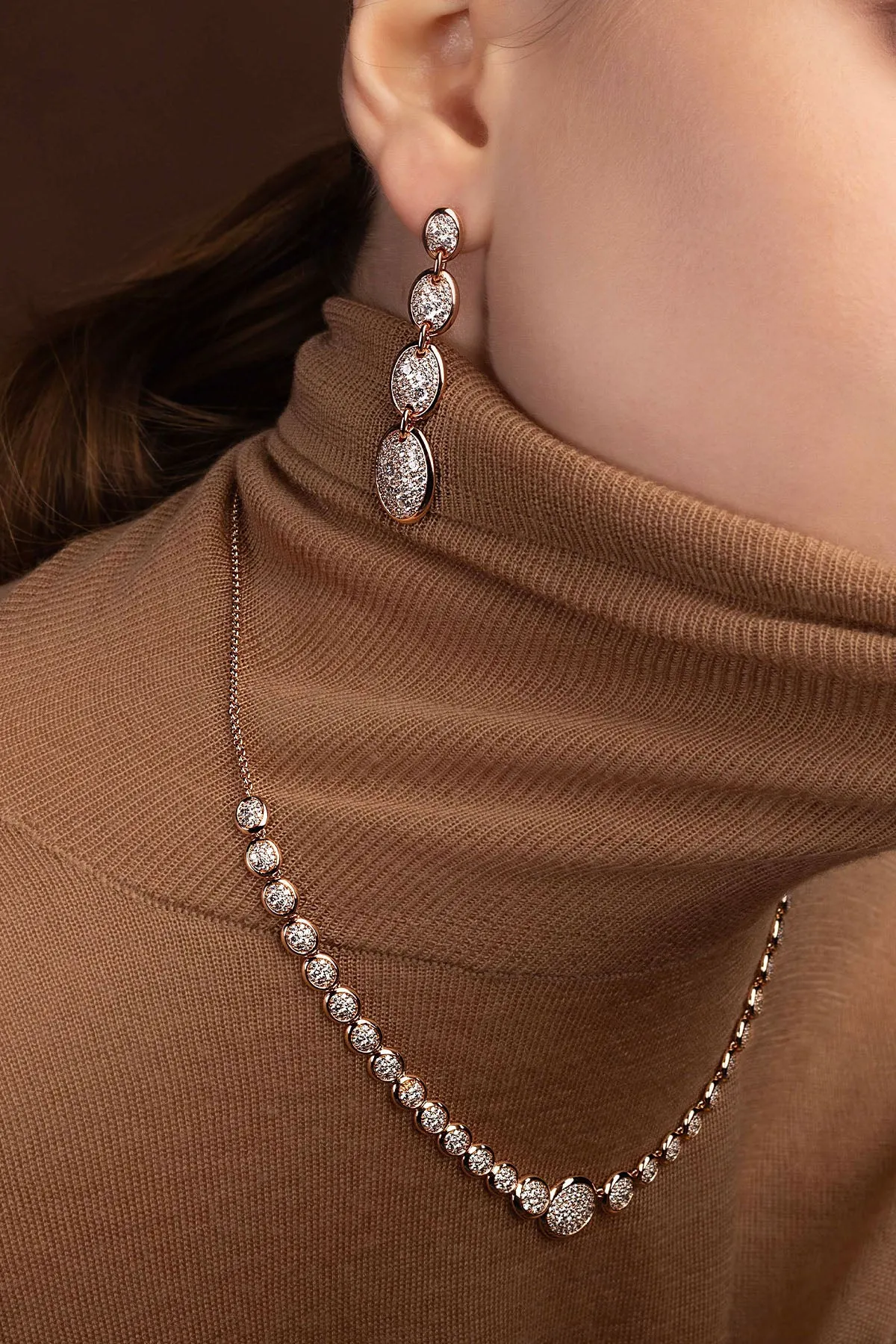 Oval Rose Gold Pavé Adjustable Necklace