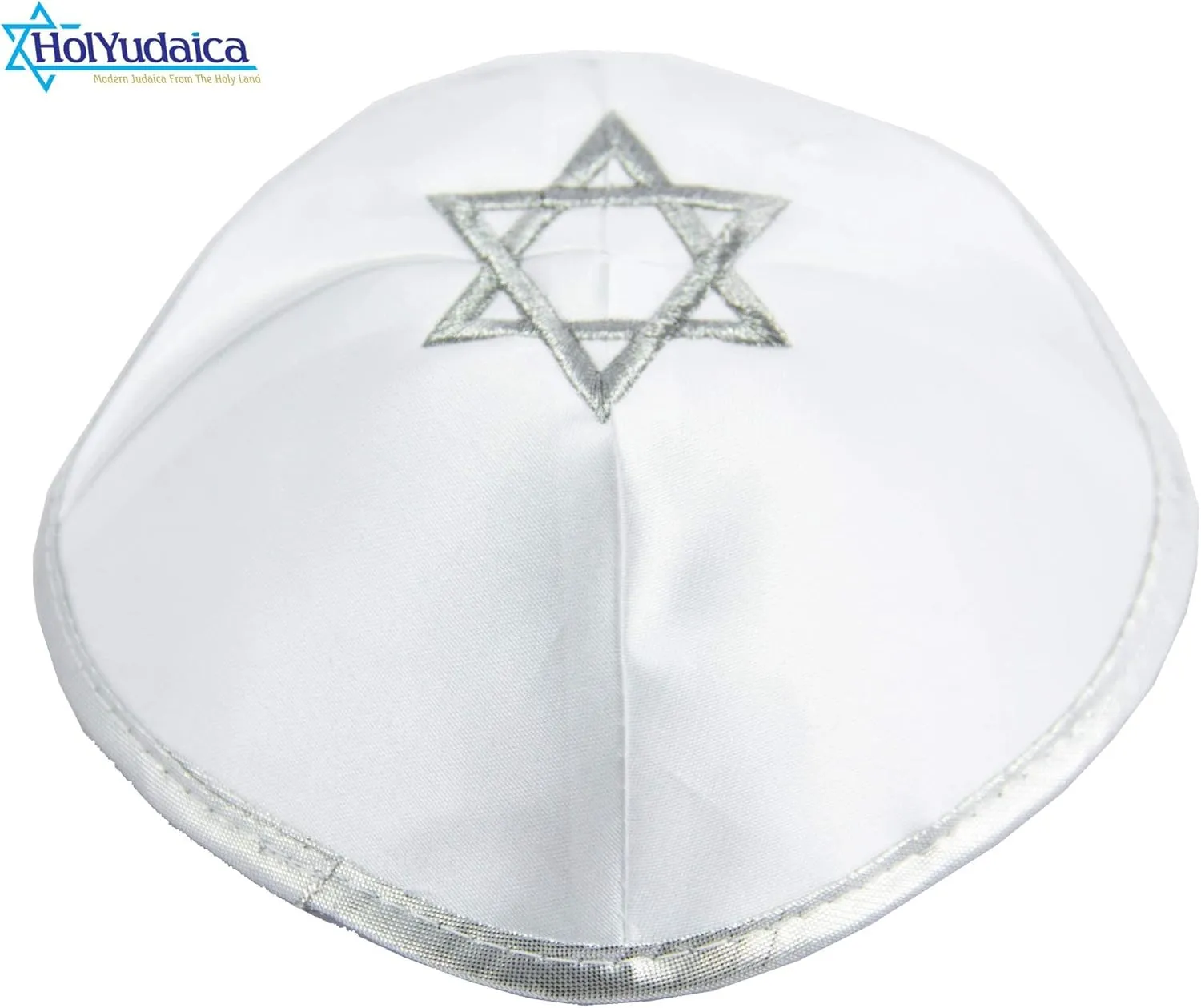 Pack of 5-Pcs Hq 20cm Satin/Velvet Kippah with Silver/Gold String Star of David for Men & Boys, Israel Kippot Bulk