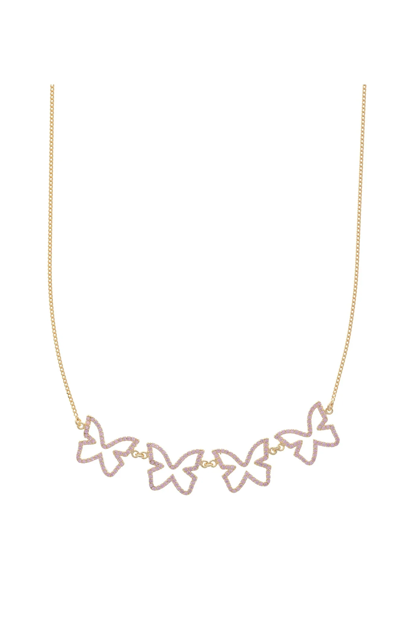 Pink Farasha Row Pavé Butterfly 925 Choker