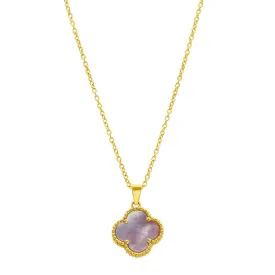 Pink Mother of Pearl Flower Necklace gold