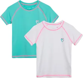 Pink Platinum Girls Rash Guard Shirt - 2 Pack UPF 50  Quick Dry Short Sleeve Swim Shirt Rash Guard for Girls (Sizes: 4-16)