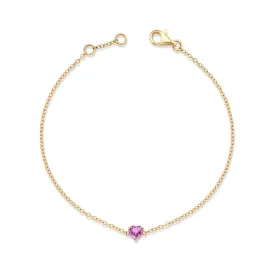 PINK SAPPHIRE BABY HEART ANKLET