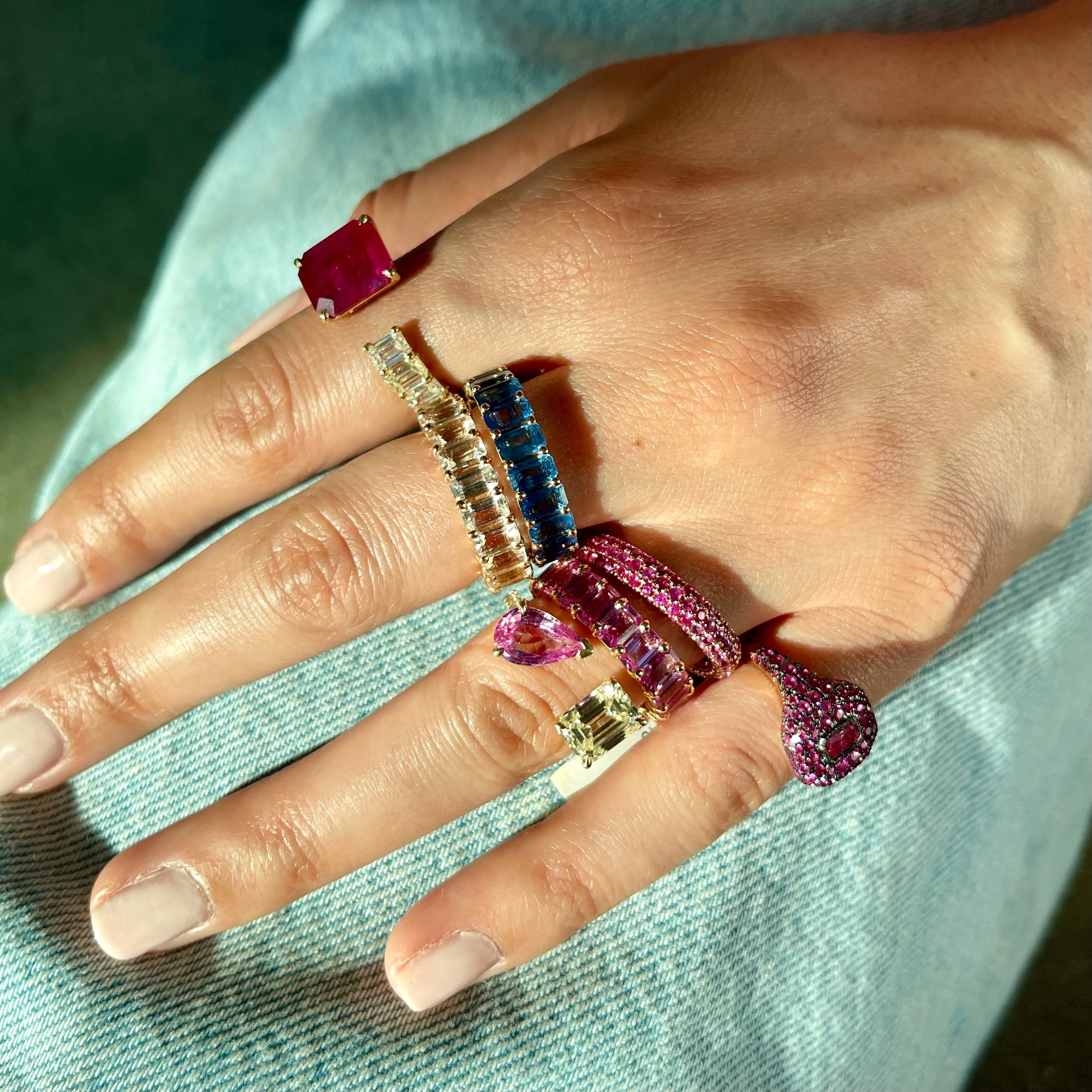 PINK SAPPHIRE PAVE PINKY RING