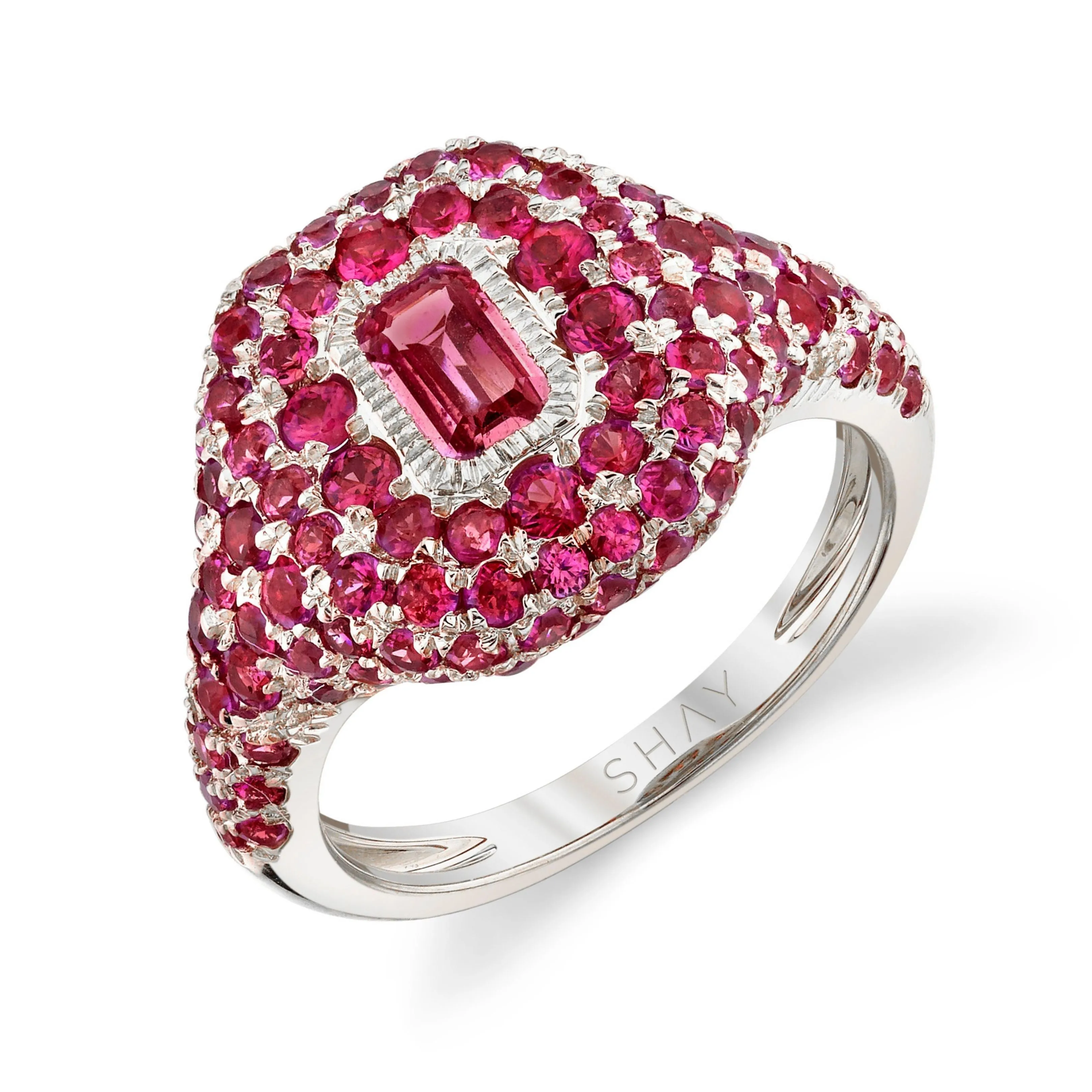 PINK SAPPHIRE PAVE PINKY RING