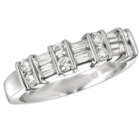 Platinum 2 Row Baguette and Round Ring