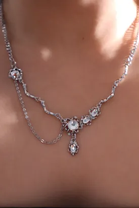 Platinum Plated Diamond Dangle Necklace
