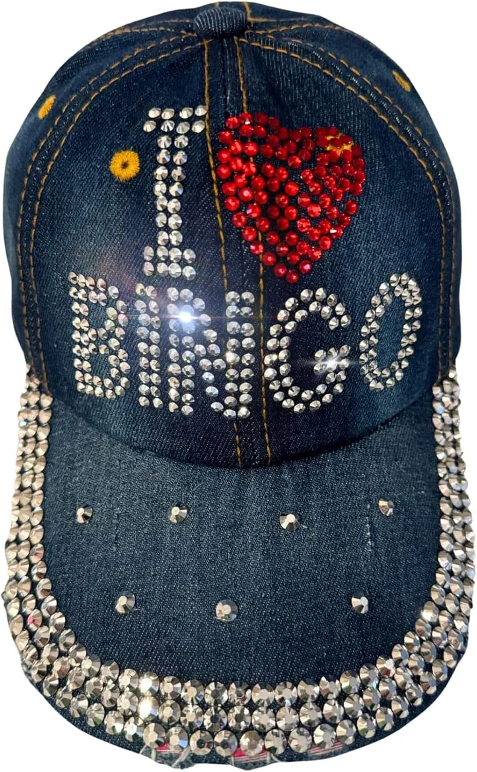 Popfizzy Bedazzled Hat for Women and Girls, Rhinestone Denim and Diamond Hat, Fun Adult Bling Hats, Sparkly Gifts, One Size