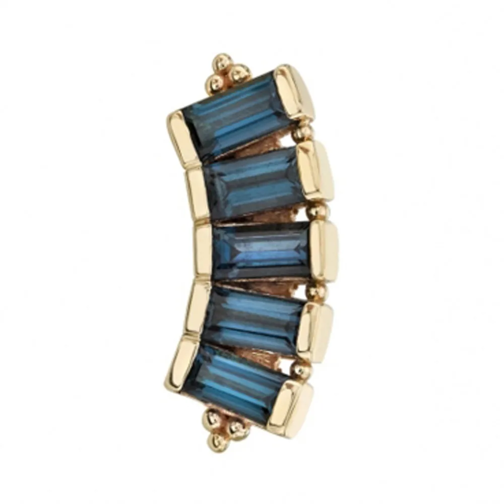 "5 Gem Baguette Panaraya" Threaded End in Gold with London Blue Topaz'