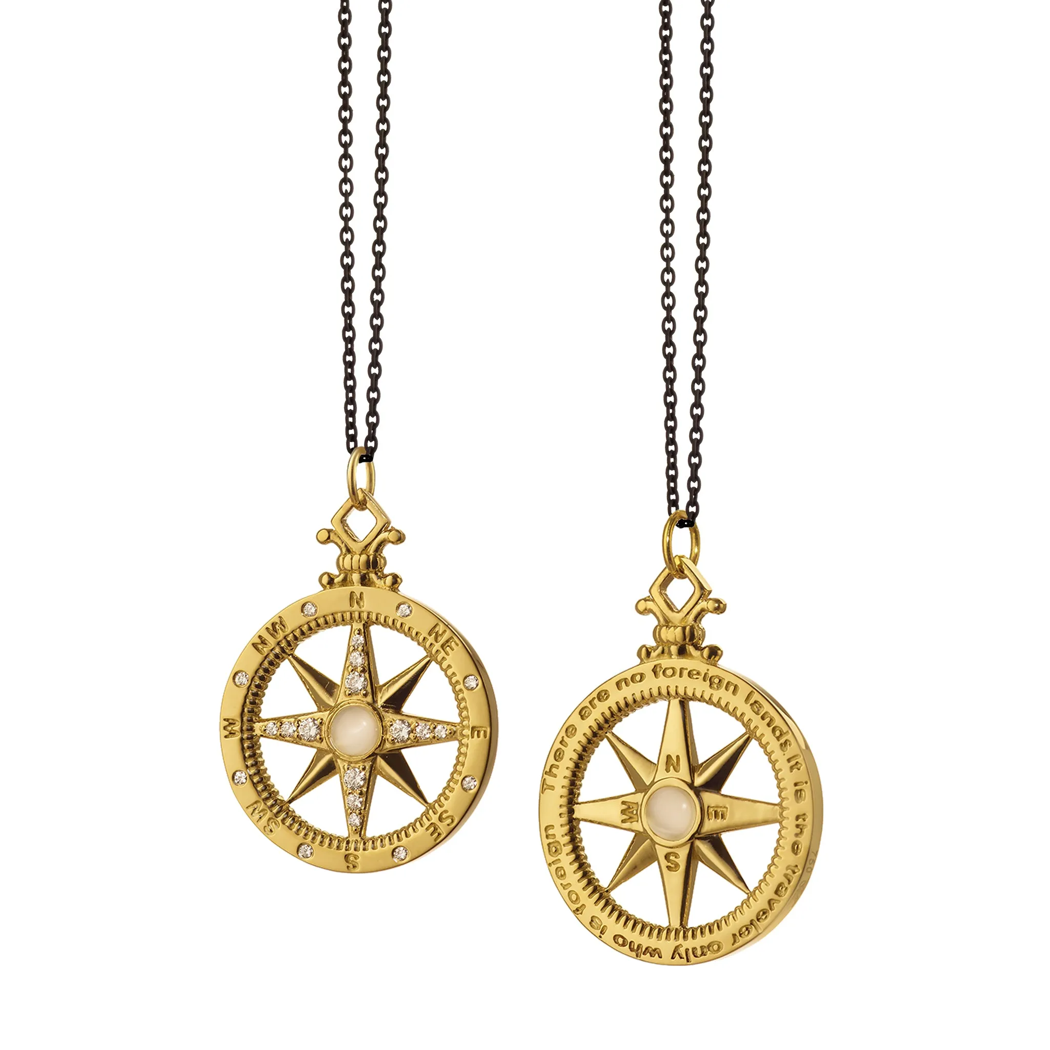 "Adventure" Compass Charm with Diamonds