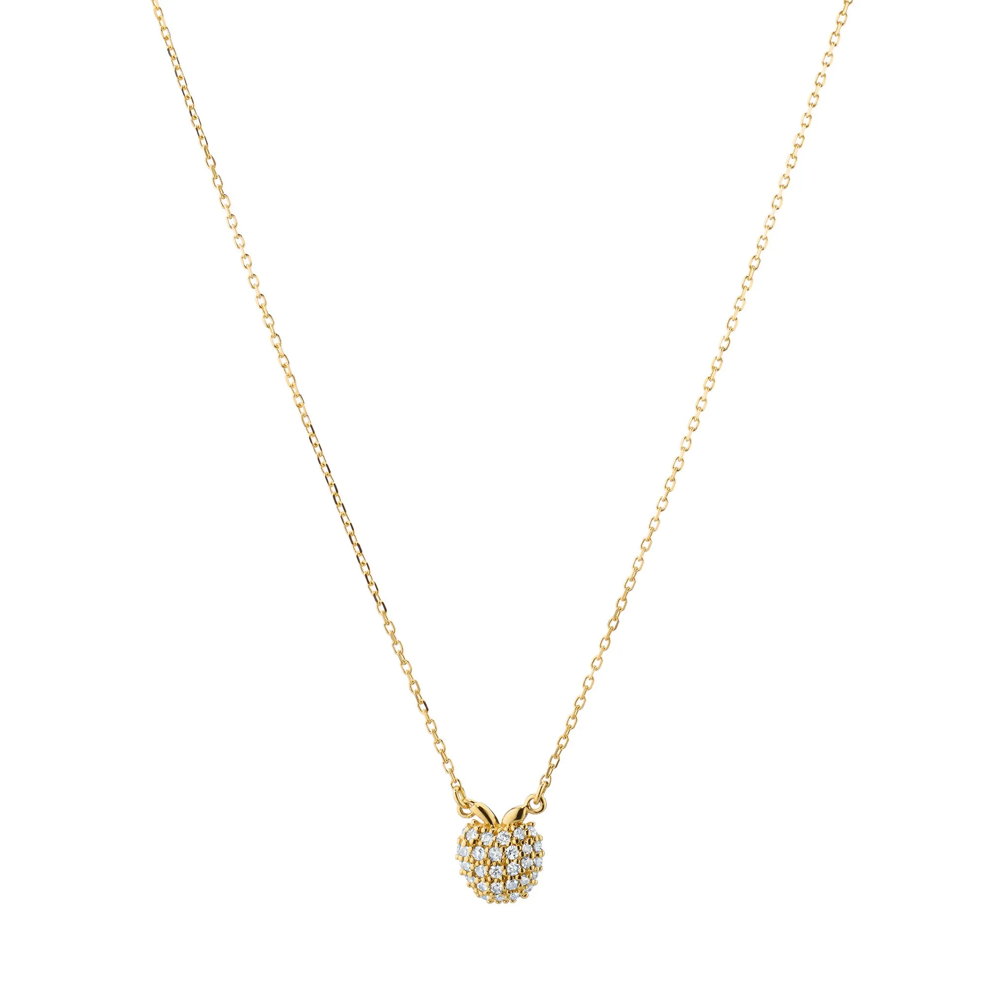 Reclaimed 18K Yellow Gold and Round Diamond Apple Necklace