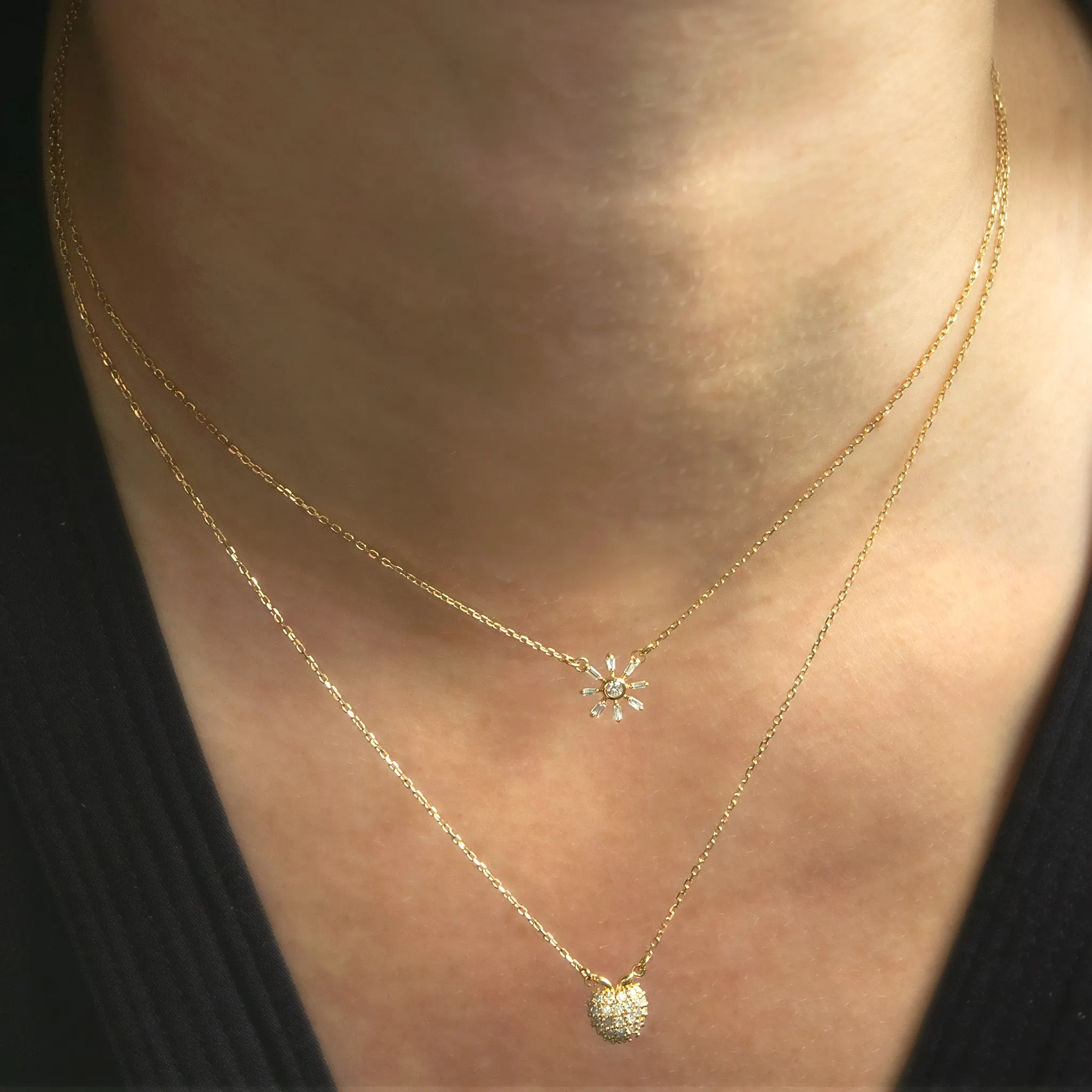 Reclaimed 18K Yellow Gold and Round Diamond Apple Necklace