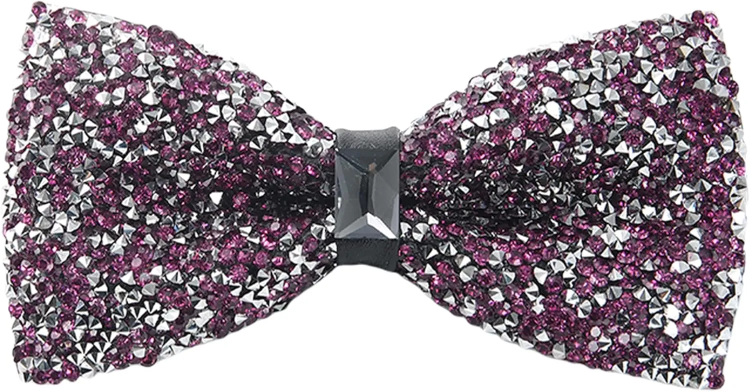 Rhinestone Bow Ties for Men - Pre Tied Sequin Bowties Men with Adjustable Length, Jewel Bow Tie