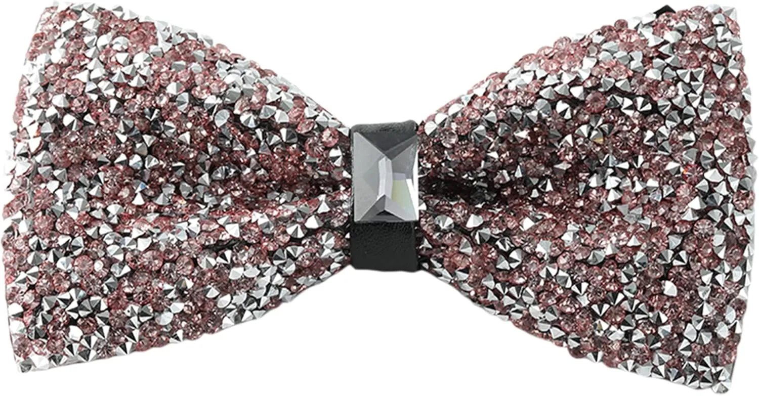 Rhinestone Bow Ties for Men - Pre Tied Sequin Bowties Men with Adjustable Length, Jewel Bow Tie