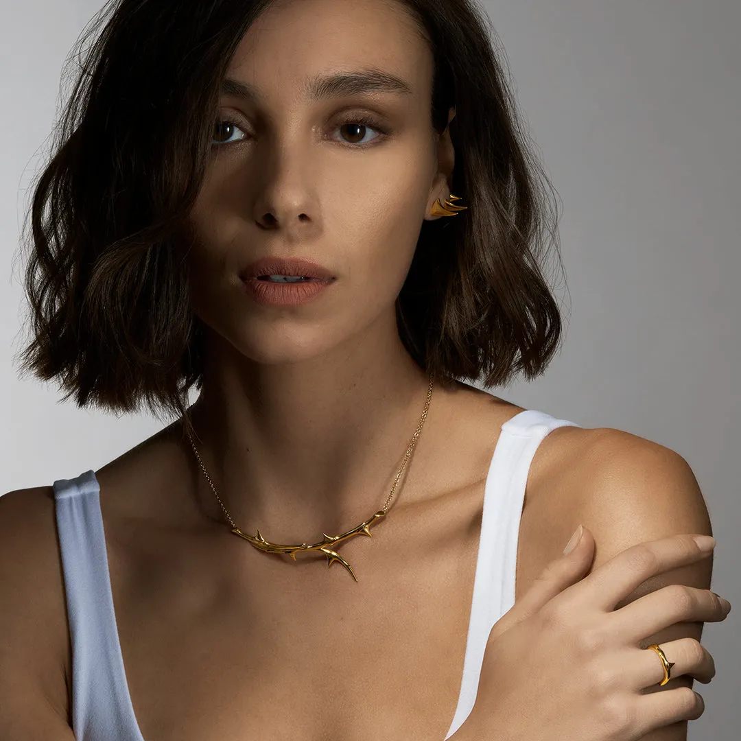 Rose Thorn Horizontal Necklace - Yellow Gold Vermeil