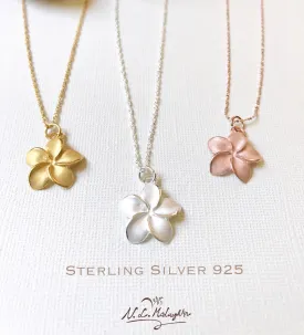 Sale! Sterling Silver plumeria necklace, Plumeria necklace, Hawaiian necklace, Plumeria jewelry, Flower necklace,Bridesmaid gift, Gold plume