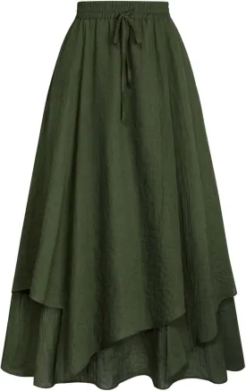 Scarlet Darkness Women Renaissance High Waist Skirt Double Layered Flowy Long Skirts