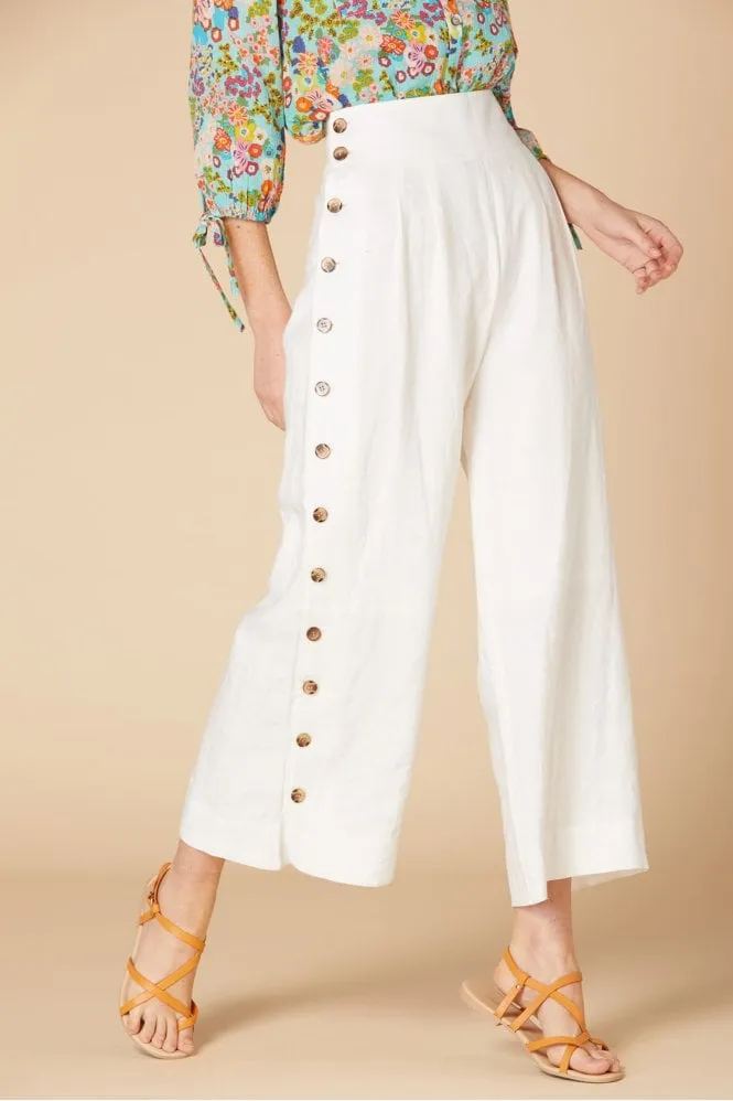 Side Button Linen Trouser