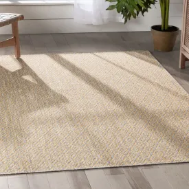 Sienna Modern Solid Pattern Yellow 5'3" x 7'3" Flat-Weave Indoor/Outdoor Rug
