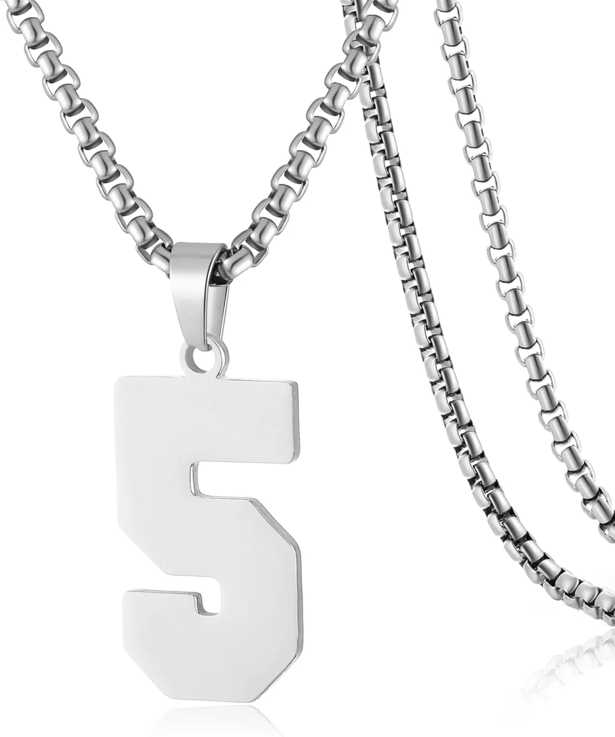 SKQIR Number Necklace for Men Black Baseball Jersey Number Pendant for Boys Athletes Number Chain Pendant for Boys Sport Stainless Steel necklace Stocking Stuffers Christmas New Year Gifts for Men