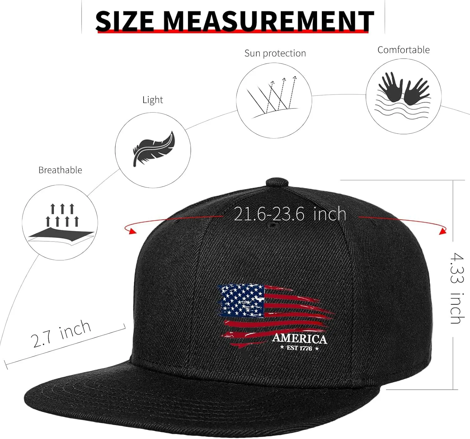 Snapback Hats for Men Flat Bill Hats for Men Black SkullHat Flat Brim Hat Fitted Hats Baseball Caps