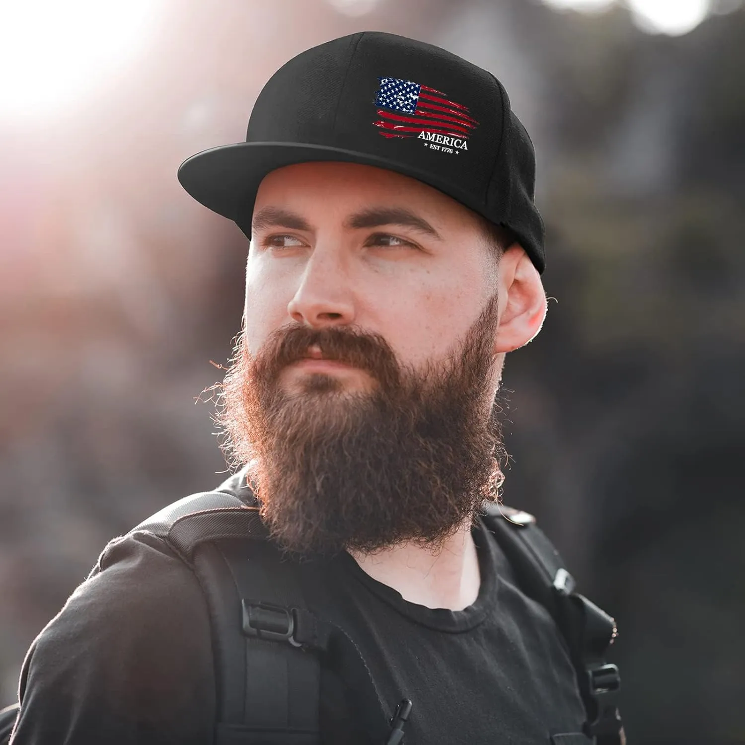Snapback Hats for Men Flat Bill Hats for Men Black SkullHat Flat Brim Hat Fitted Hats Baseball Caps