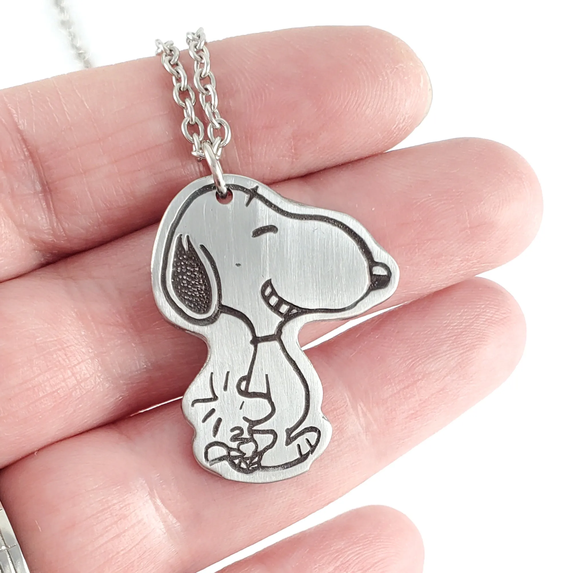 Snoopy & Woodstock Walking Stainless Steel Spoon Necklace