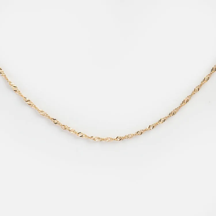 14K Solid Gold Charm Chain Necklace - Elegant & Durable Design