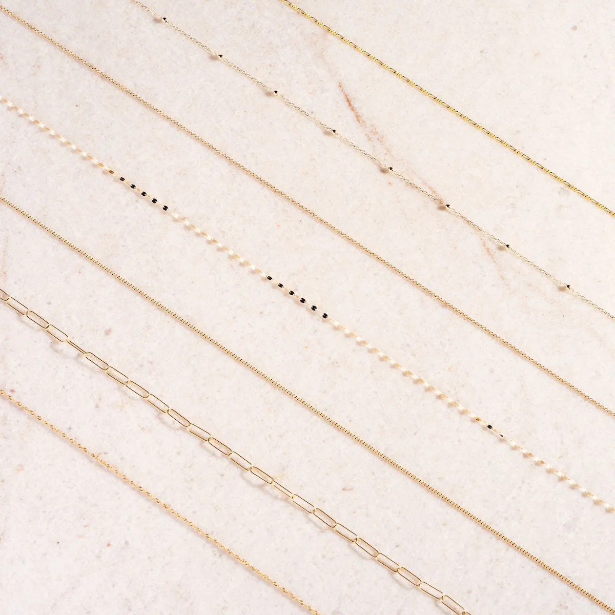 14K Solid Gold Charm Chain Necklace - Elegant & Durable Design
