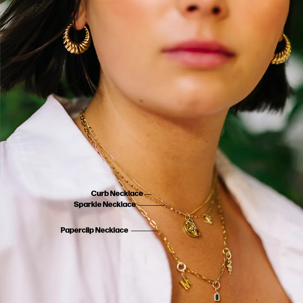 14K Solid Gold Charm Chain Necklace - Elegant & Durable Design