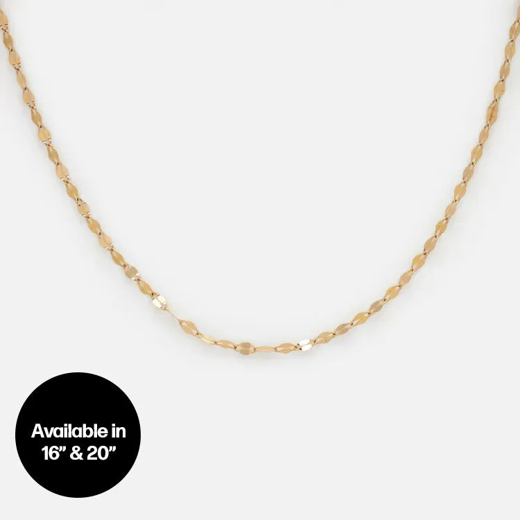 14K Solid Gold Charm Chain Necklace - Elegant & Durable Design