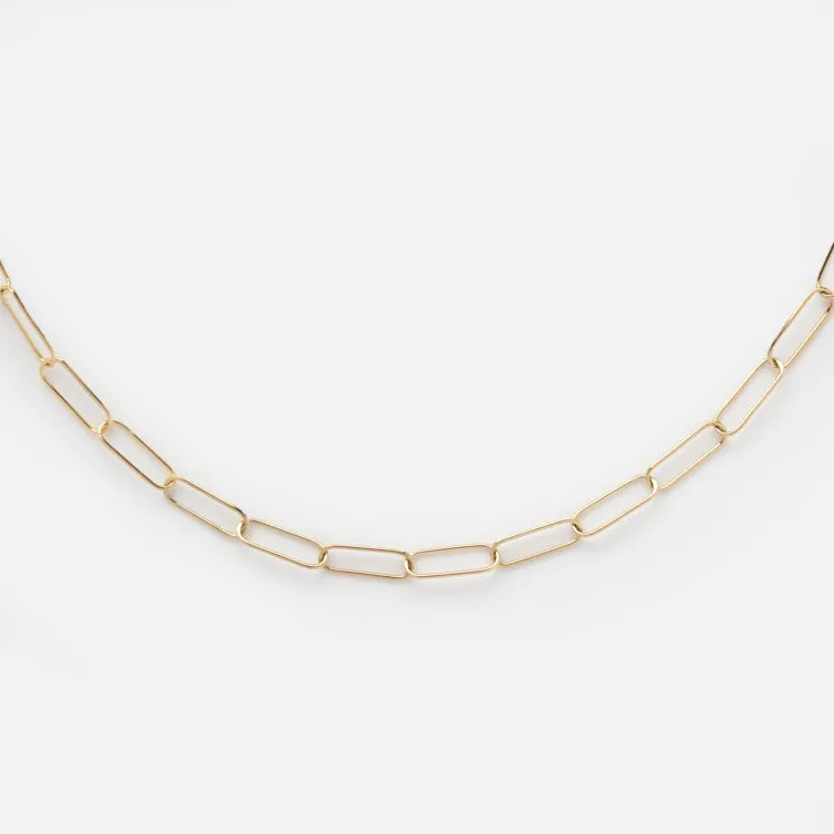 14K Solid Gold Charm Chain Necklace - Elegant & Durable Design