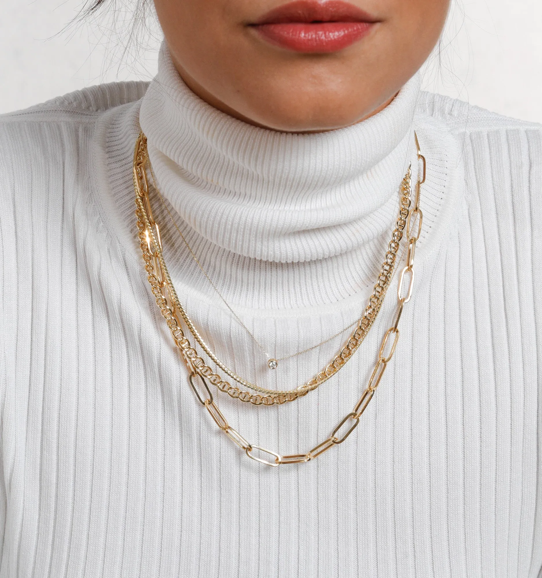 Solid Miami Cuban Chain Necklace In 14K Solid Gold