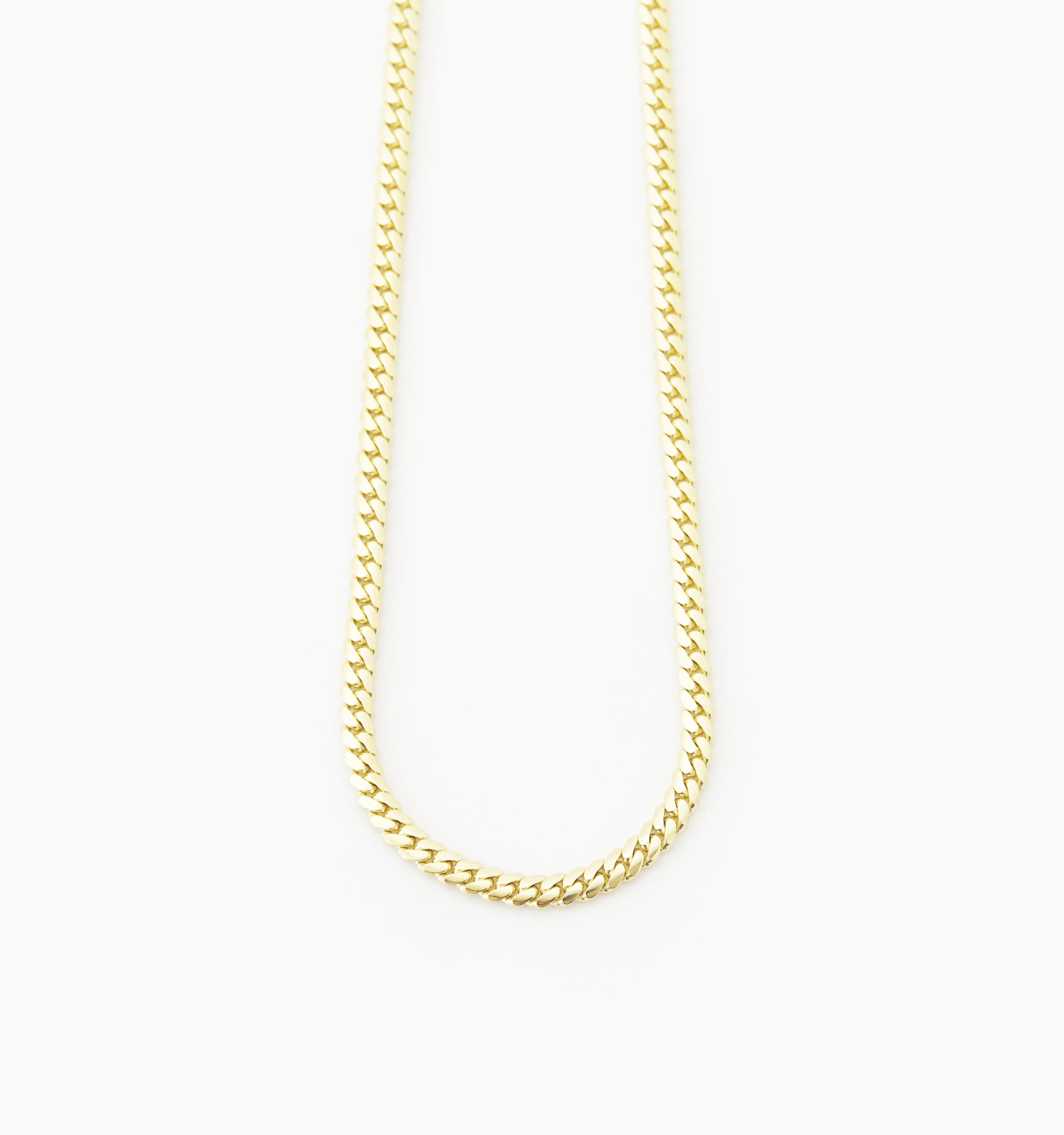 Solid Miami Cuban Chain Necklace In 14K Solid Gold