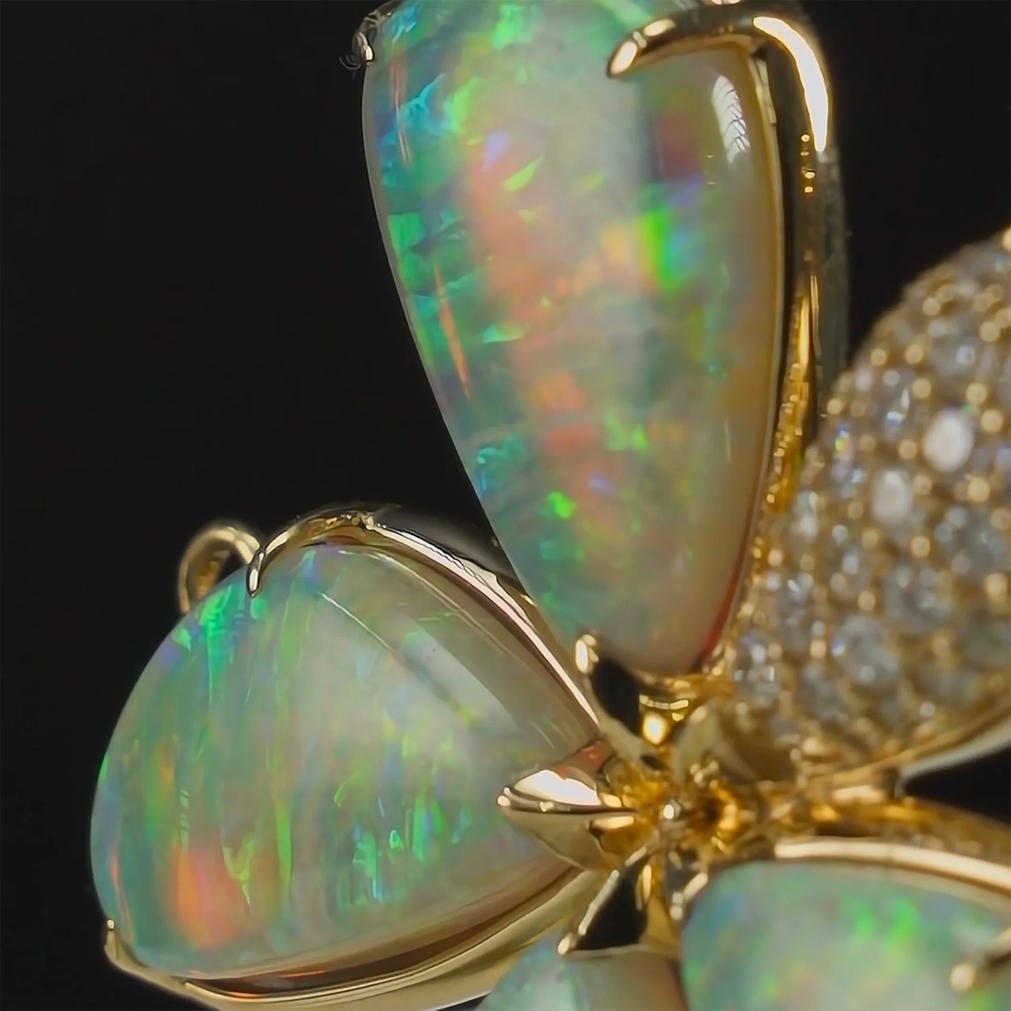 Special Edition Australian Crystal Opal and Diamond Flower Necklace