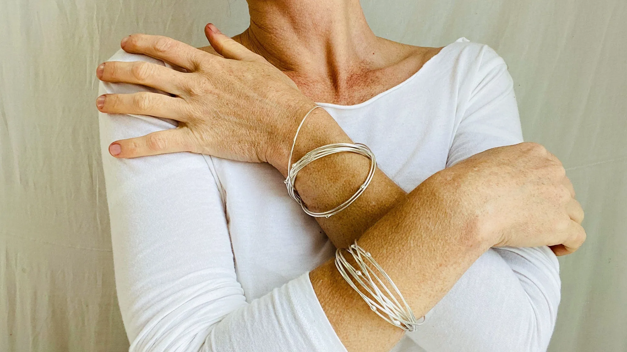 Sterling Silver Multi-Bangles Bracelet. Thailand