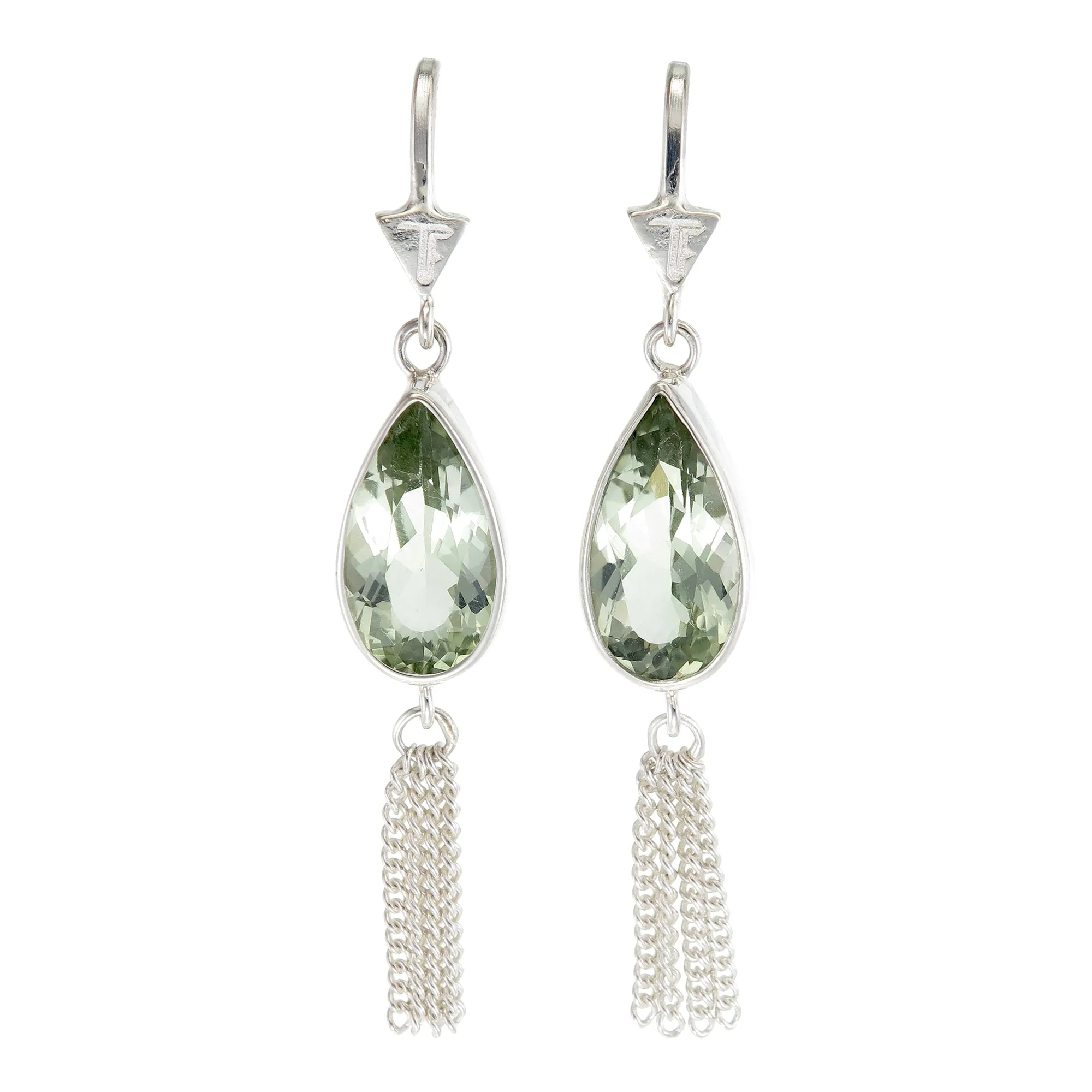 TEARDROP TASSEL - GREEN AMETHYST - SILVER