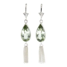 TEARDROP TASSEL - GREEN AMETHYST - SILVER