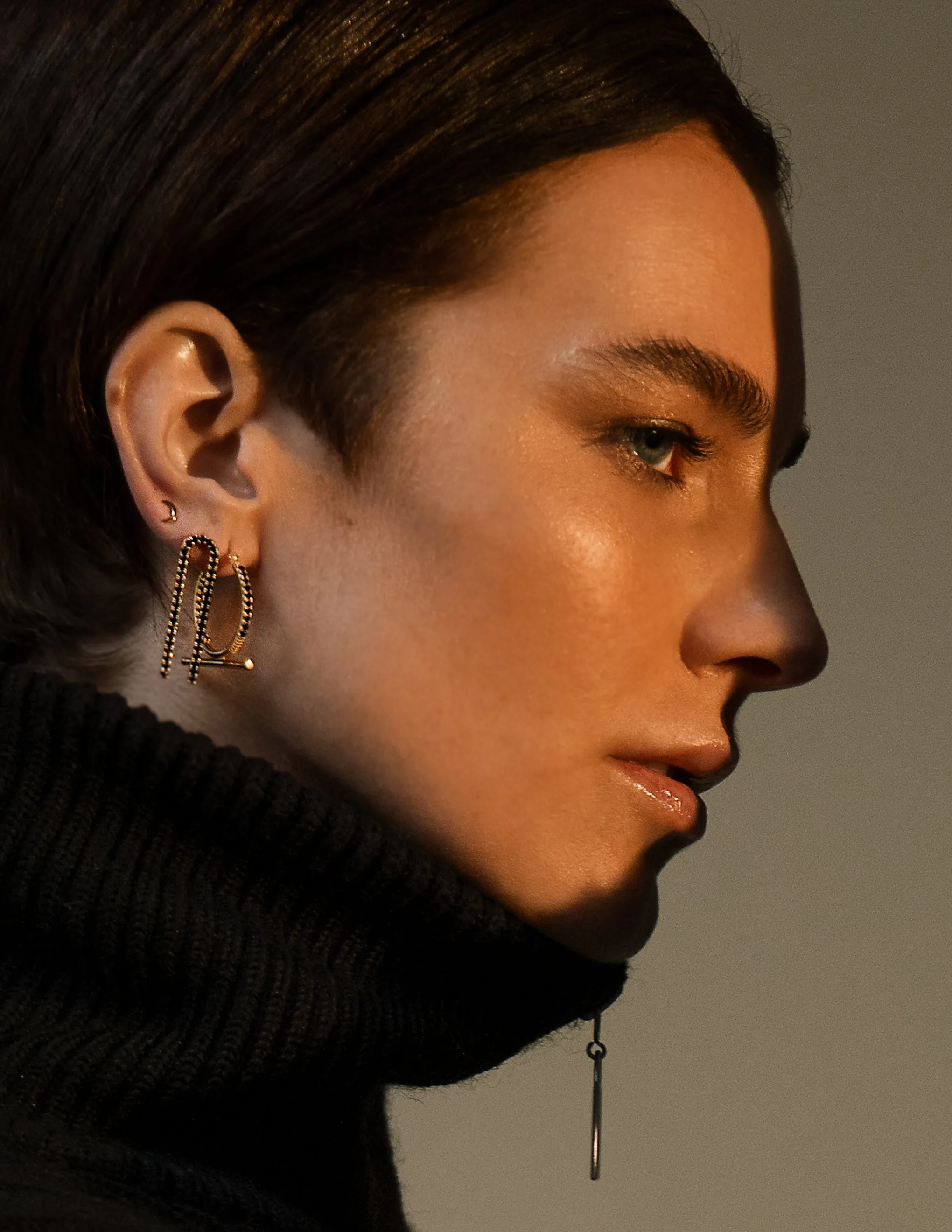 Trapeze Black Onyx Earrings <br> Gold Vermeil