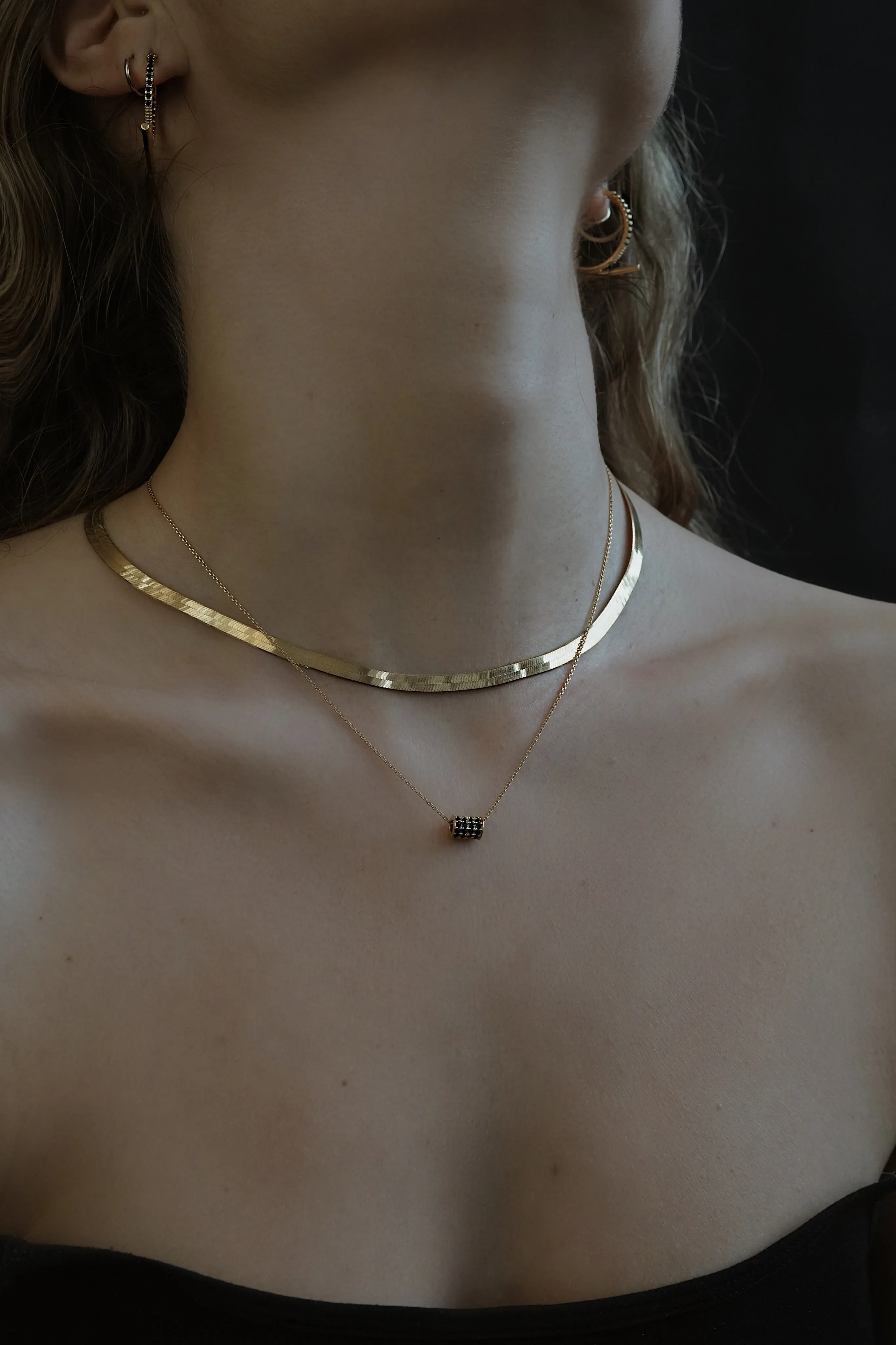 Trapeze Black Onyx Earrings <br> Gold Vermeil