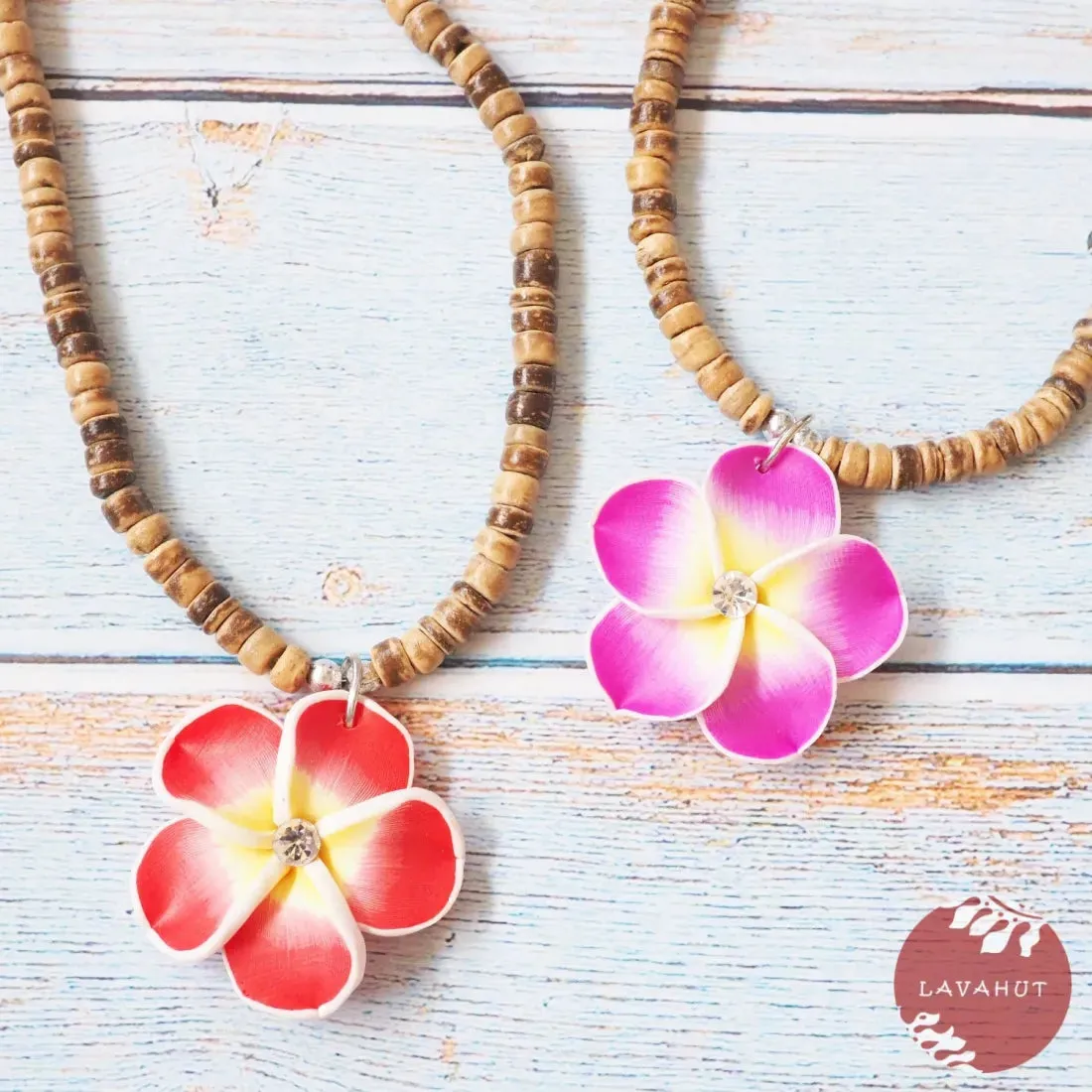 Twinkle Plumeria Pink Pendant Hawaiian Necklace