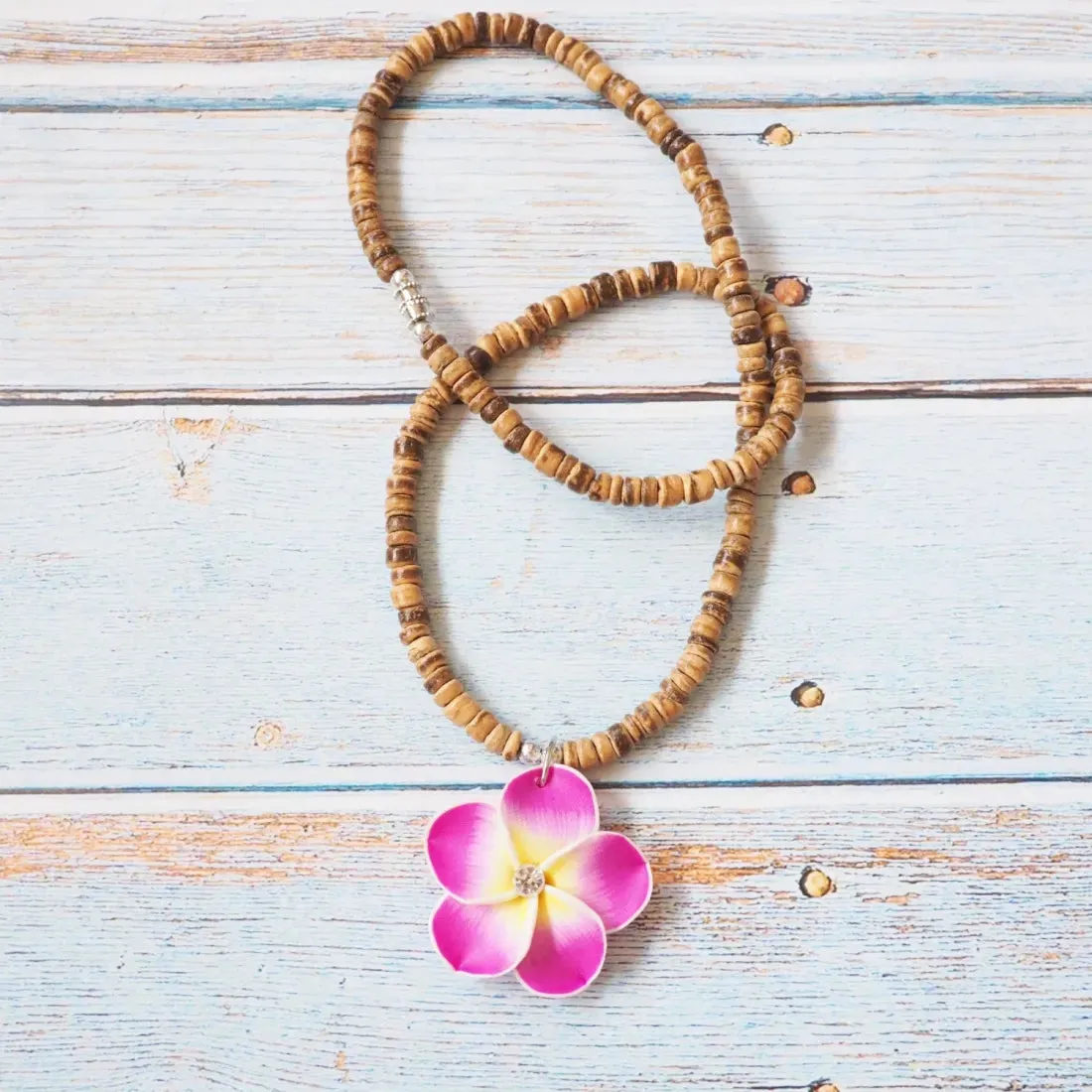 Twinkle Plumeria Pink Pendant Hawaiian Necklace