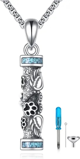 Urn Necklaces for Ashes Sterling Silver Cylinder Memorial Pendant for Loved Ones Keepsake Cremation Jewelry Gifts for Women Men