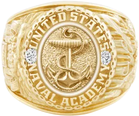 USNA Class Ring Mod™ with Anchors Aweigh™ Style and Diamond Dividers