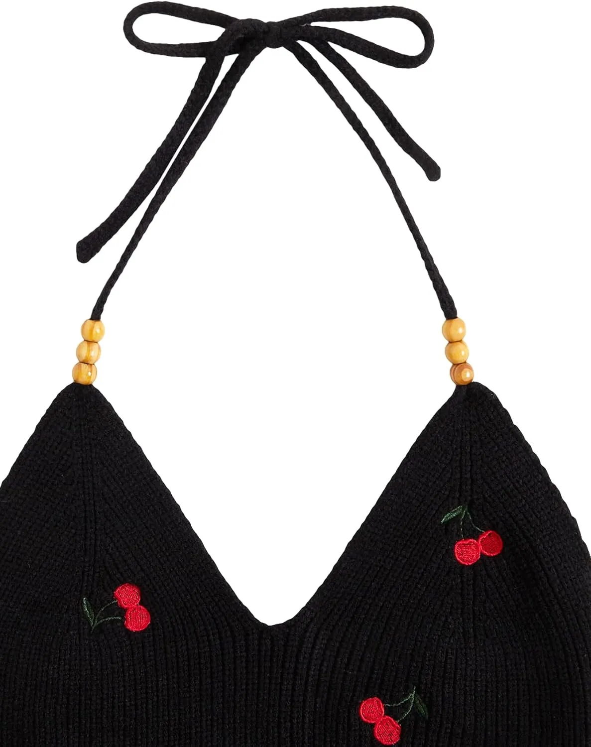 Verdusa Women's Y2k Halter Tops Gothic Clothes Summer Going Out Tops Crochet Cami Tie Boho Knit Top