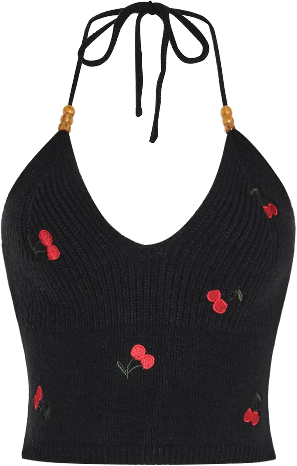 Verdusa Women's Y2k Halter Tops Gothic Clothes Summer Going Out Tops Crochet Cami Tie Boho Knit Top