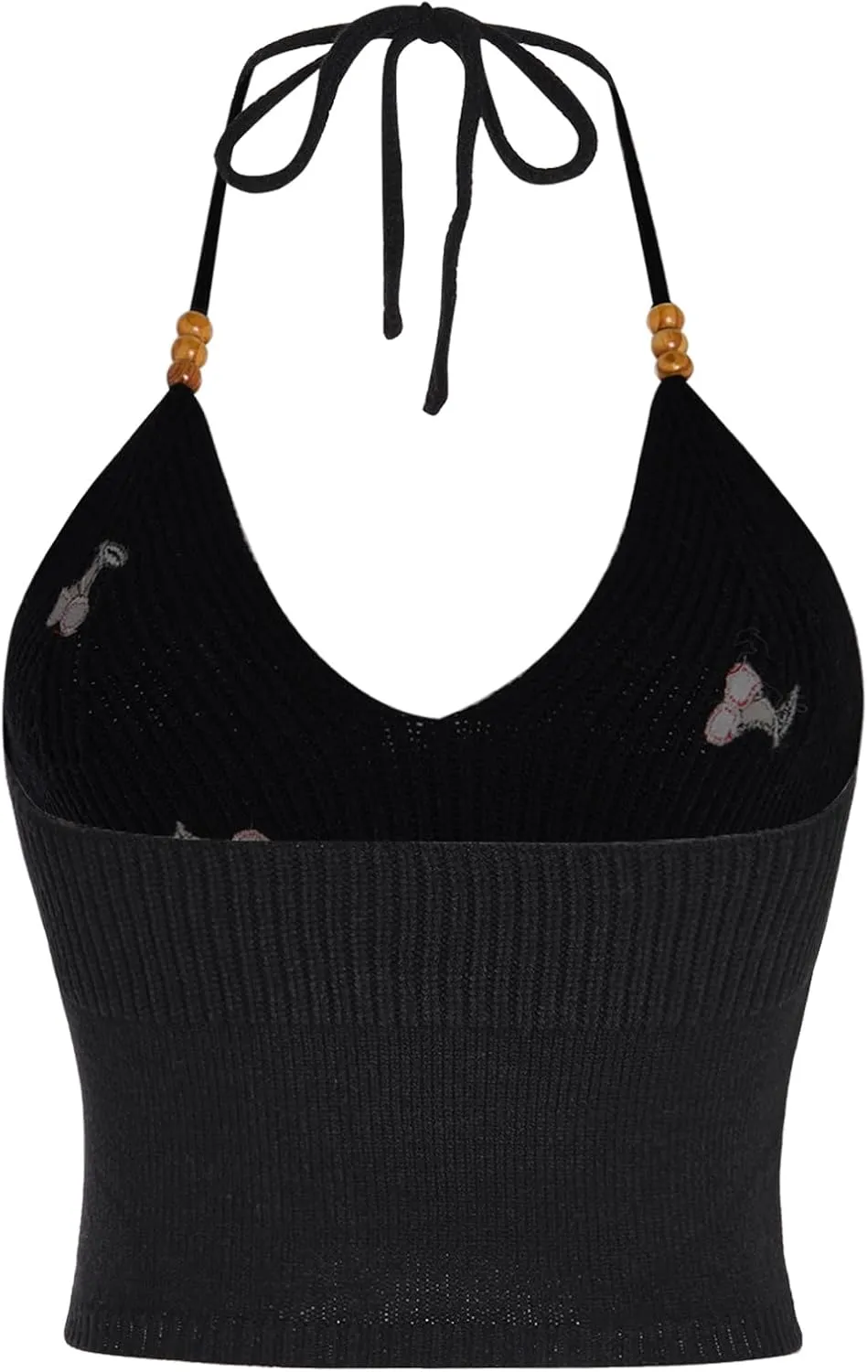 Verdusa Women's Y2k Halter Tops Gothic Clothes Summer Going Out Tops Crochet Cami Tie Boho Knit Top