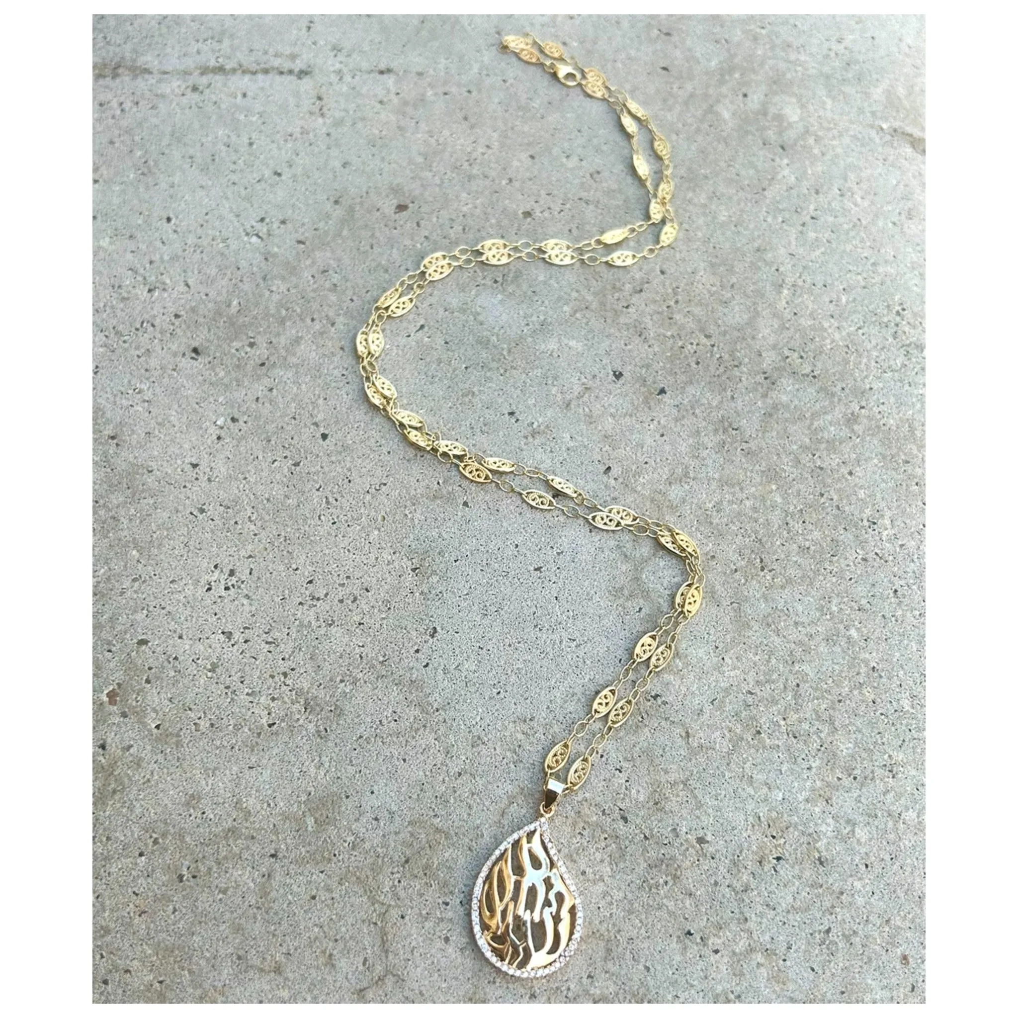 Vintage Style Filigree Chain Aish Necklace
